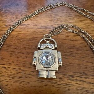 Gold coloured Robot Pendant Necklace